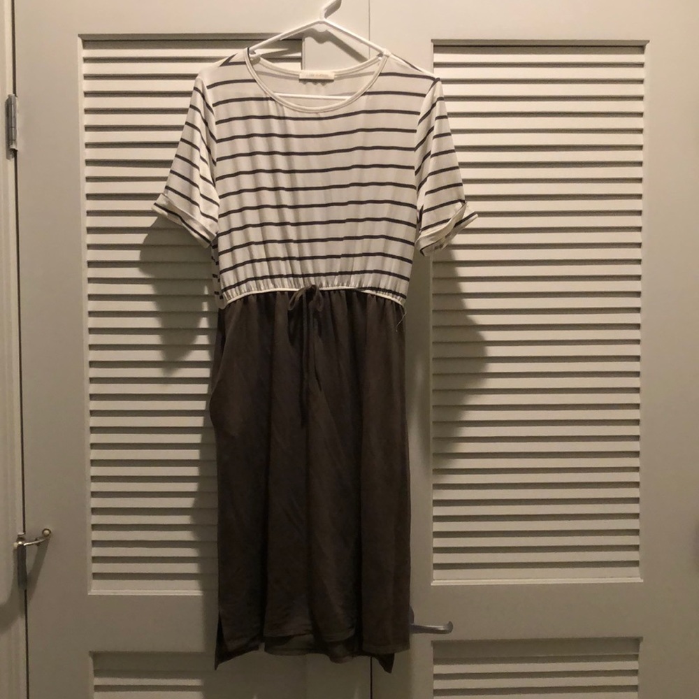Olive green stripped dress